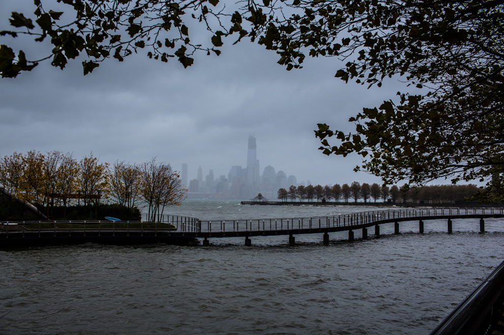 Photo:  Manhattan, shot from Hoboken Pier walkway around 12 30pm on October 29, 2012